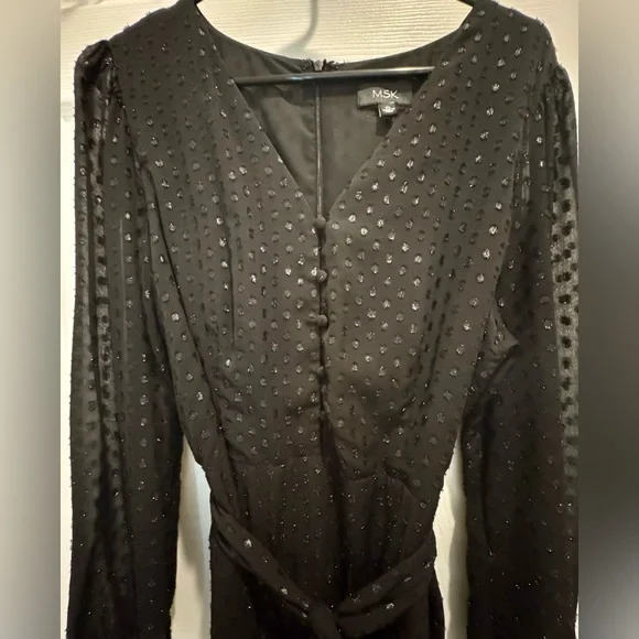 MSK Black Chiffon Dot Pattern Maxi Dress - Size XL - EUC - Only Worn Once - Picture 4 of 10